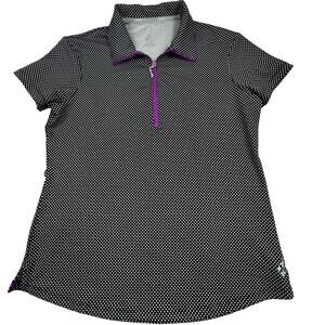 JoFit Polka Dot 1/4 Zip Lightweight Performance Golf Short Sleeve Polo Women's L